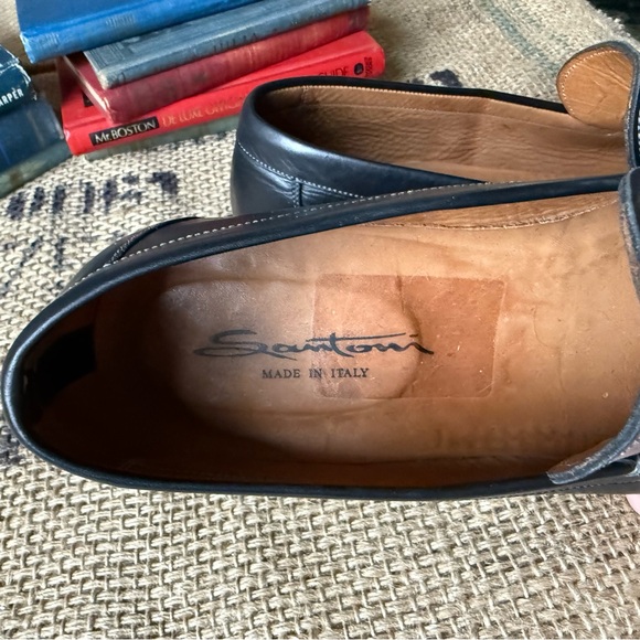 Santoni Black Leather Loafers main image 8